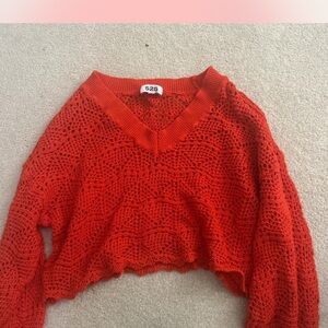 525 Red Crochet Sweater